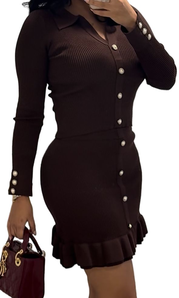 The Buttons Skirt Set Brown