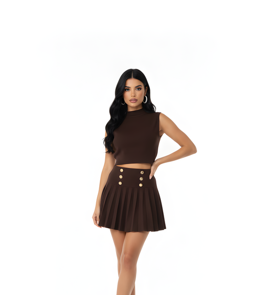 The Mocha Pleated Co-Ord