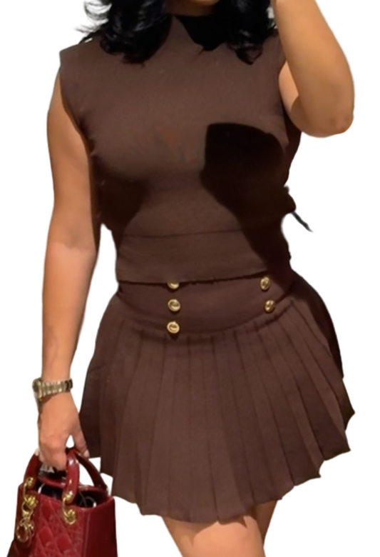 The Mocha Pleated Co-Ord